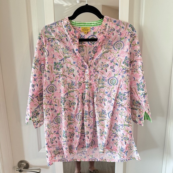 Roberta Roller Rabbit Tops - Roberta Roller Rabbit Long Sleeve Blouse Size Medium Color Pink White